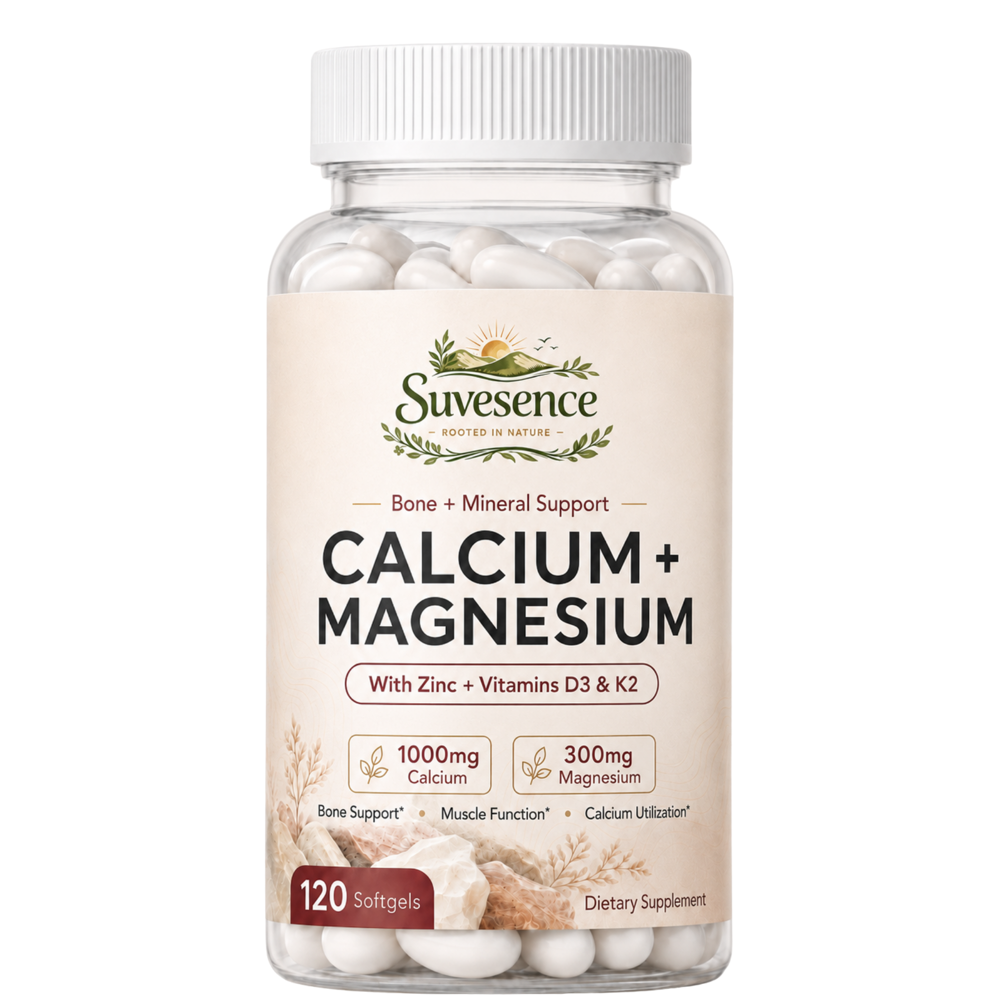 Calcium + Magnesium supplement bottle
